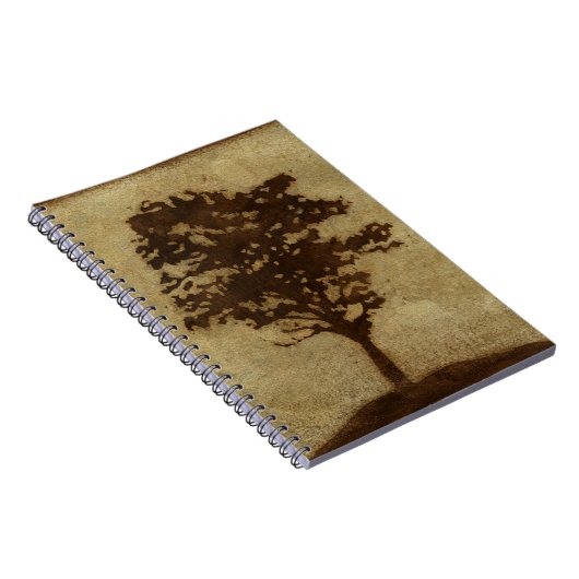 Tree Silhouette on Bronze Background Notitieboek (Rechterzijde)