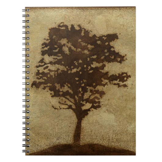 Tree Silhouette on Bronze Background Notitieboek (Voorkant)