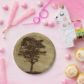 Tree Silhouette on Bronze Background Papieren Bordje (Feest)