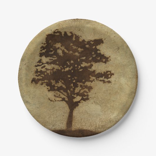 Tree Silhouette on Bronze Background Papieren Bordje (Voorkant)