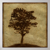 Tree Silhouette on Bronze Background Poster (Voorkant)