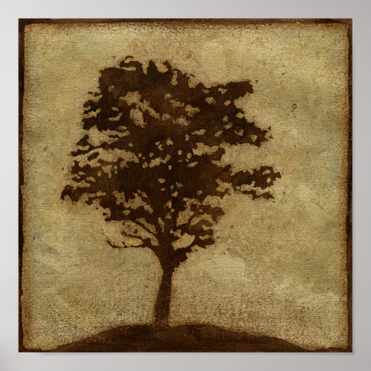 Tree Silhouette on Bronze Background Poster (Voorkant)