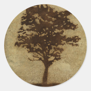 Tree Silhouette on Bronze Background Ronde Sticker