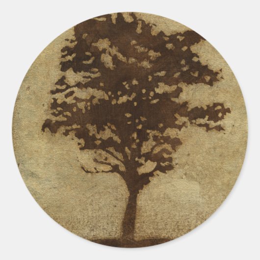 Tree Silhouette on Bronze Background Ronde Sticker (Voorkant)