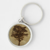 Tree Silhouette on Bronze Background Sleutelhanger (Voorkant)