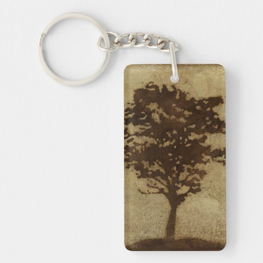 Tree Silhouette on Bronze Background Sleutelhanger (Voorkant)