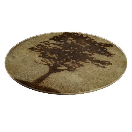 Tree Silhouette on Bronze Background Snijplank (Hoek)