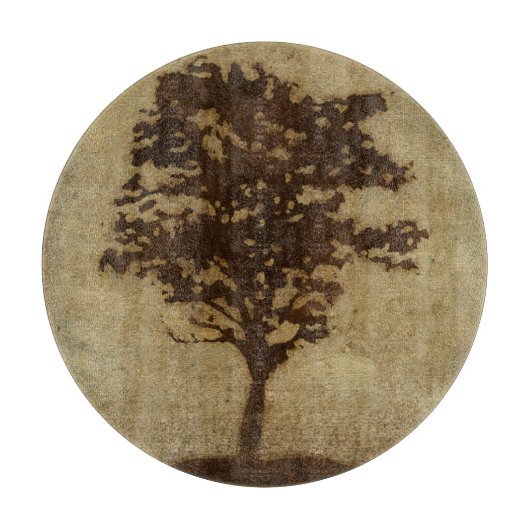 Tree Silhouette on Bronze Background Snijplank (Voorkant)
