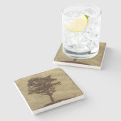 Tree Silhouette on Bronze Background Stenen Onderzetter (Zijkant)