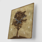 Tree Silhouette on Bronze Background Vierkante Klok (Hoek)