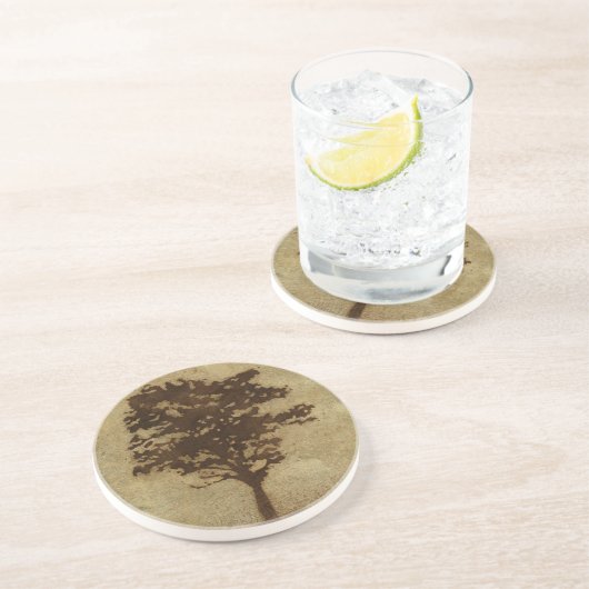 Tree Silhouette on Bronze Background Zandsteen Onderzetter (Zijkant)