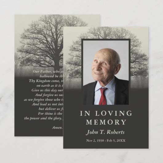 Tree Silhouette Photo Prayer Card Informatiekaartje (Voorkant / Achterkant)