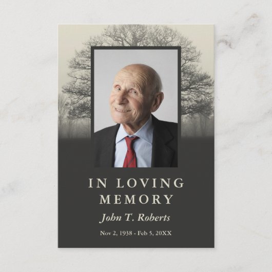 Tree Silhouette Photo Prayer Card Informatiekaartje (Voorkant)