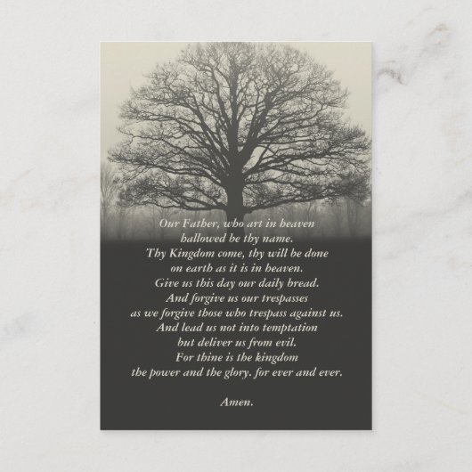 Tree Silhouette Photo Prayer Card Informatiekaartje (Achterkant)