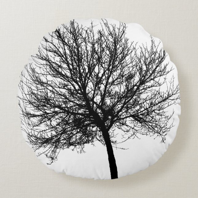 Tree Silhouette Rond Kussen (Voorkant)