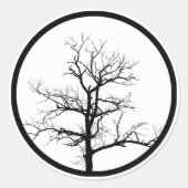 Tree Silhouette Ronde Sticker (Voorkant)
