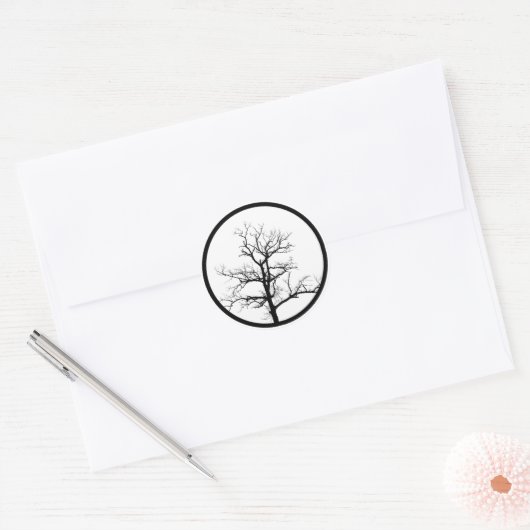 Tree Silhouette Ronde Sticker (Envelop)