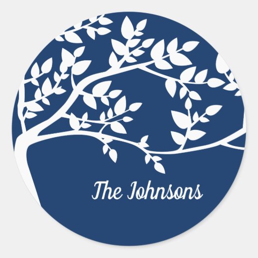 Tree Silhouette Ronde Sticker (Voorkant)