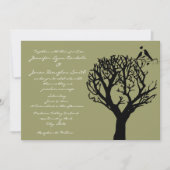 Tree Silhouette Tortelduifjes Sage Wedding Invitat Kaart (Voorkant)