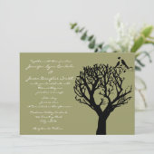 Tree Silhouette Tortelduifjes Sage Wedding Invitat Kaart (Staand voorkant)