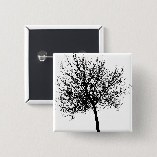 Tree Silhouette Vierkante Button 5,1 Cm (Voorkant /achterkant)