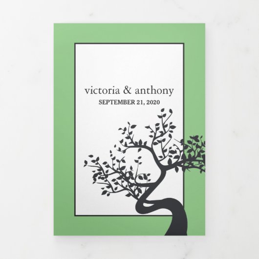 Tree Silhouette Wedding Suite Drieluik Uitnodiging (Cover)