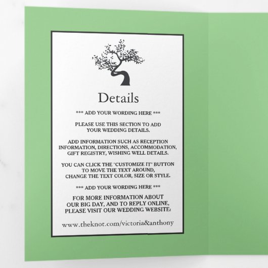 Tree Silhouette Wedding Suite Drieluik Uitnodiging (Binnenzijde eerst)