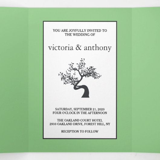 Tree Silhouette Wedding Suite Drieluik Uitnodiging (Binnenkant midden)
