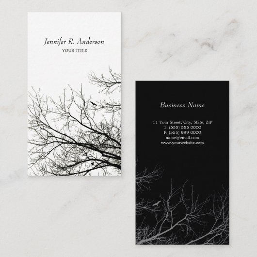 Tree Silhouettes Creative B&W-visitekaartje Visitekaartje (Voorkant / Achterkant)