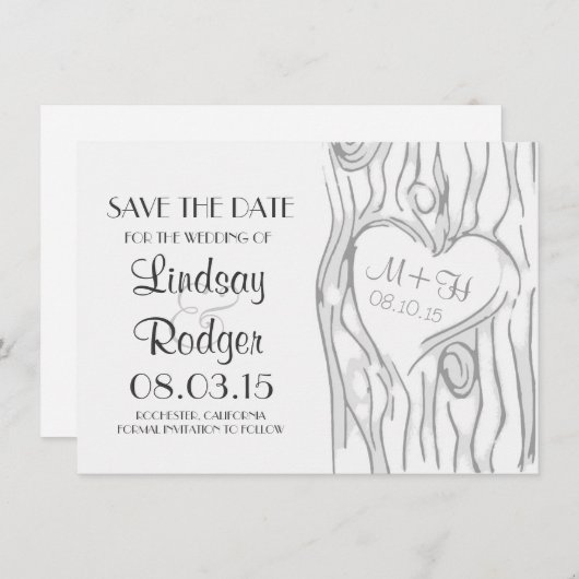 Tree Sla de datumkaarten op Save The Date (Voorkant / Achterkant)