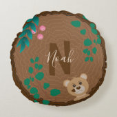 Tree Slab met Beer kinderkamer Monogram Kussen (Voorkant)