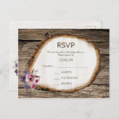 Tree Slice Stump Flowers Bruiloft RSVP Briefkaart (Voorkant / Achterkant)