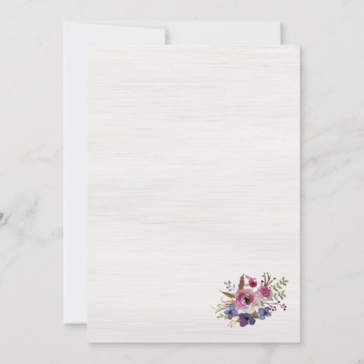 Tree Slice Stump met bloemen Bruiloft uitnodiging (Achterkant)