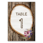 Tree Slice Stump met Bloemen Trouwtafel Nummer Kaart (Achterkant)