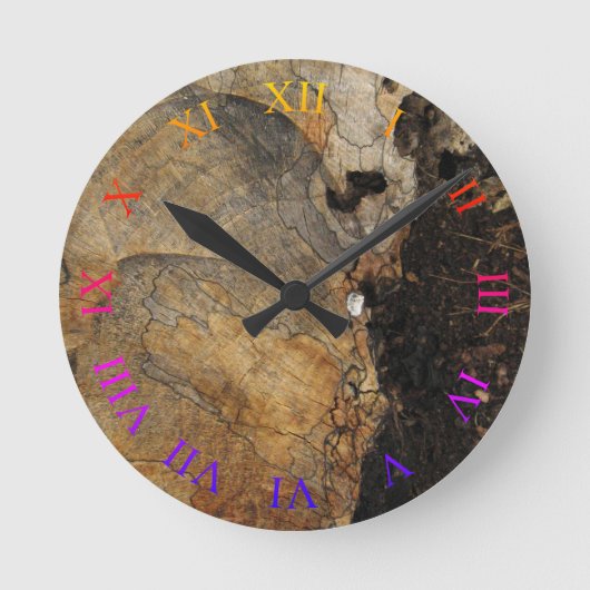 Tree Slice texture photo  Wall Clock Ronde Klok (Voorkant)