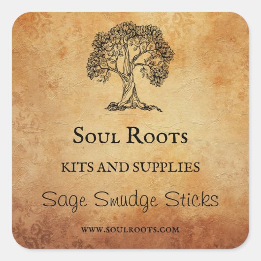 Tree Smudging Stick productetiketten Vierkante Sticker (Voorkant)