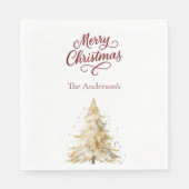 Tree snow white red script Christmas luncheon Servet (Voorkant)