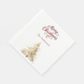 Tree snow white red script Christmas luncheon Servet (Hoek)