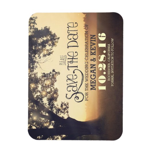 Tree String Lights betoverde avond Bewaar de datum Magneet (Verticaal)