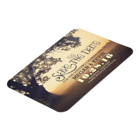 Tree String Lights betoverde avond Bewaar de datum Magneet (Linkerzijde)