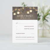 Tree String Lights Mason Jars Rustieke bruiloft RS RSVP Kaartje (Staand voorkant)