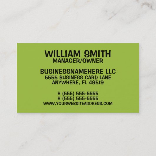 Tree Stump Slijpen Visitekaartje (Achterkant)