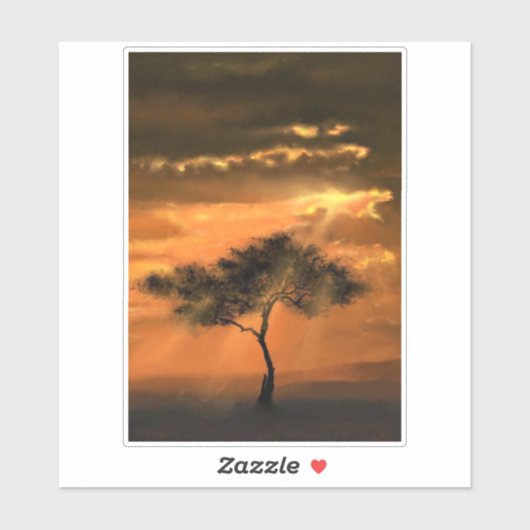 Tree Sunbeams Sunrise Sticker (Vel)