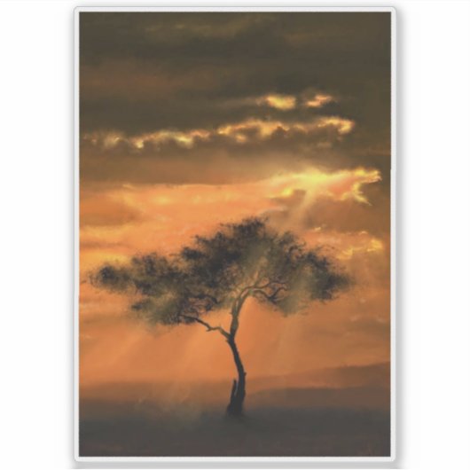Tree Sunbeams Sunrise Sticker (Voorkant)