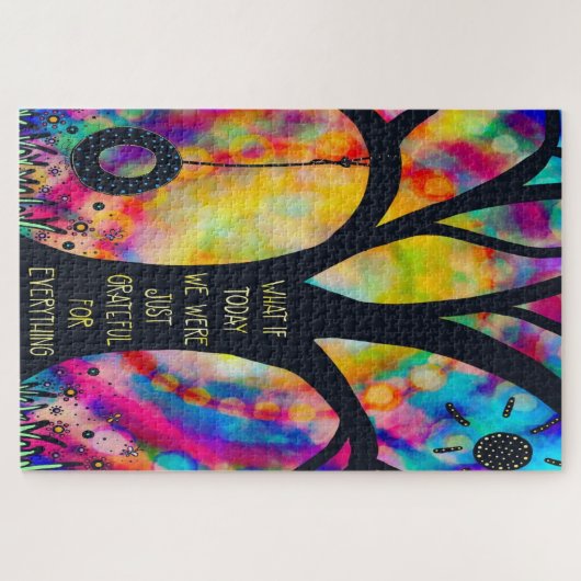 Tree Swing dankbaar voor alles Quote Fun Legpuzzel (Horizontaal)