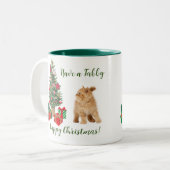 Tree Tabby Cat Happy Kerstmis Tweekleurige Koffiemok (Voorkant links)