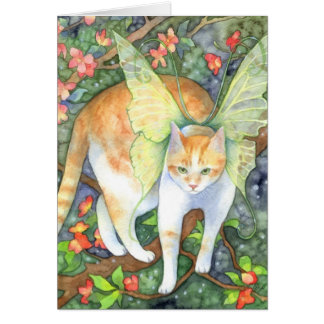 Tree Tiger - Fantasy Fairy Cat Art-kaart