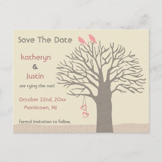 Tree Tortelduifjes Sla het Briefkaart Datum op (Voorkant)