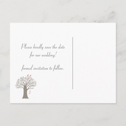 Tree Tortelduifjes Sla het Briefkaart Datum op (Achterkant)