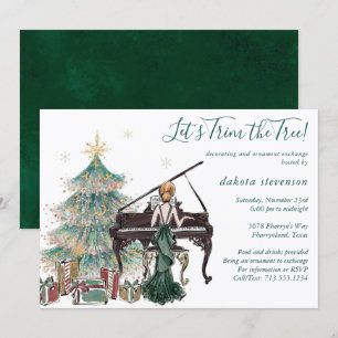 Tree Trim en Vakantie Ornament Exchange Party Kaart